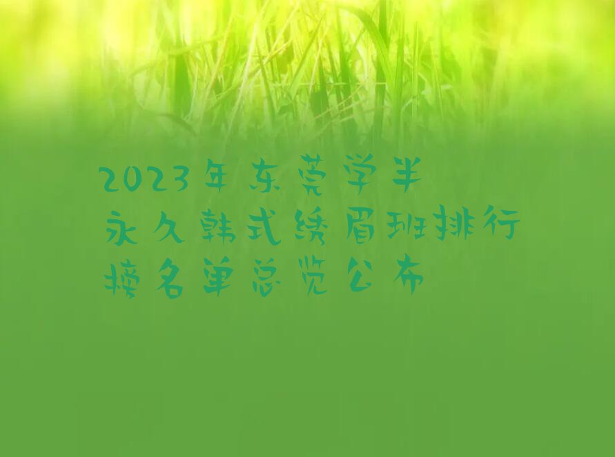 2023年东莞学半永久韩式绣眉班排行榜名单总览公布