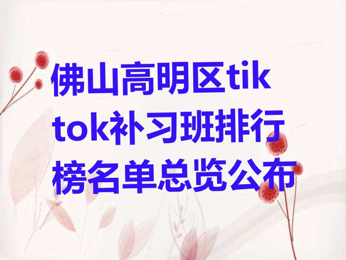 佛山高明区tiktok补习班排行榜名单总览公布