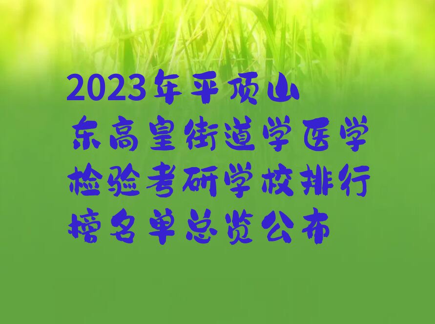 2023年平顶山东高皇街道学医学检验考研学校排行榜名单总览公布