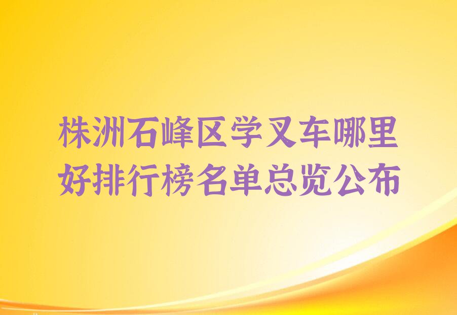 株洲石峰区学叉车哪里好排行榜名单总览公布