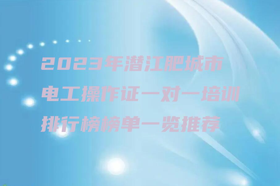 2023年潜江肥城市电工操作证一对一培训排行榜榜单一览推荐