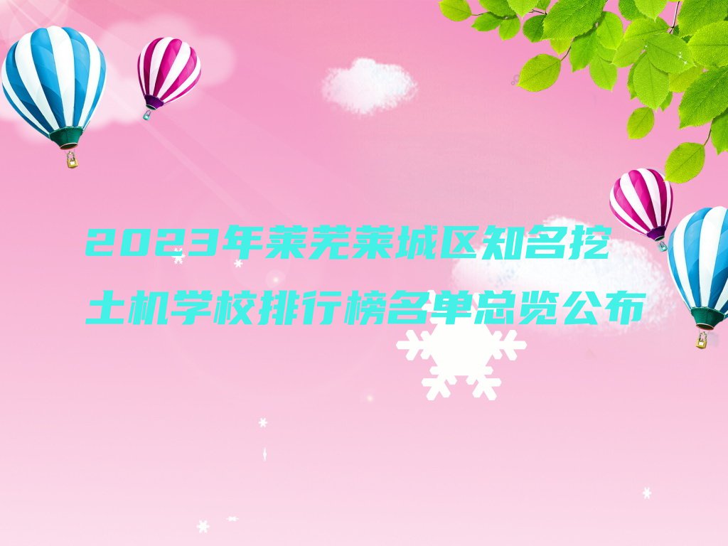 2023年莱芜莱城区知名挖土机学校排行榜名单总览公布