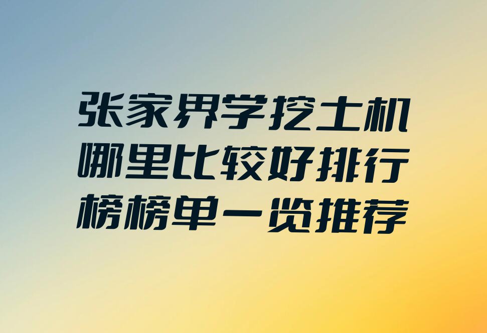 张家界学挖土机哪里比较好排行榜榜单一览推荐