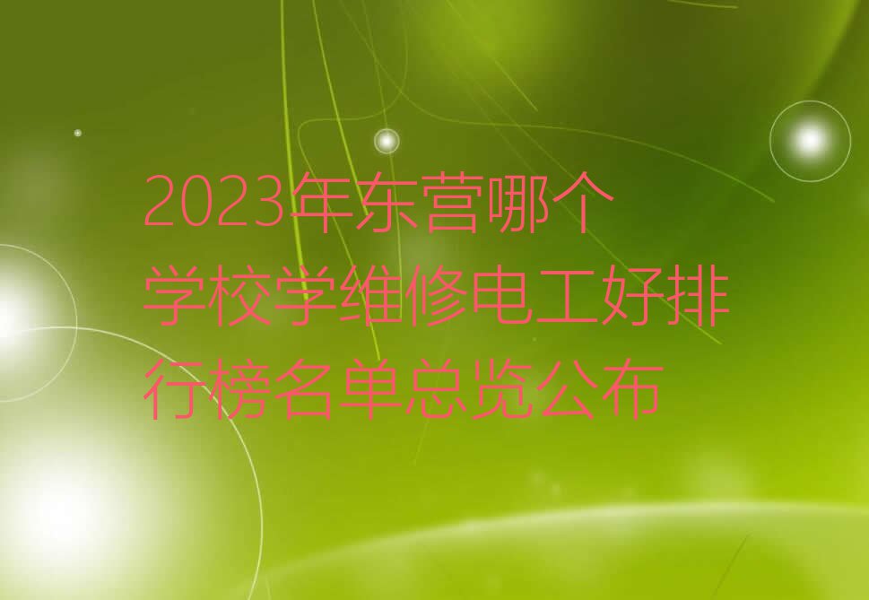 2023年东营哪个学校学维修电工好排行榜名单总览公布