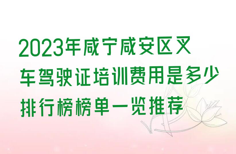 2023年咸宁咸安区叉车驾驶证培训费用是多少排行榜榜单一览推荐