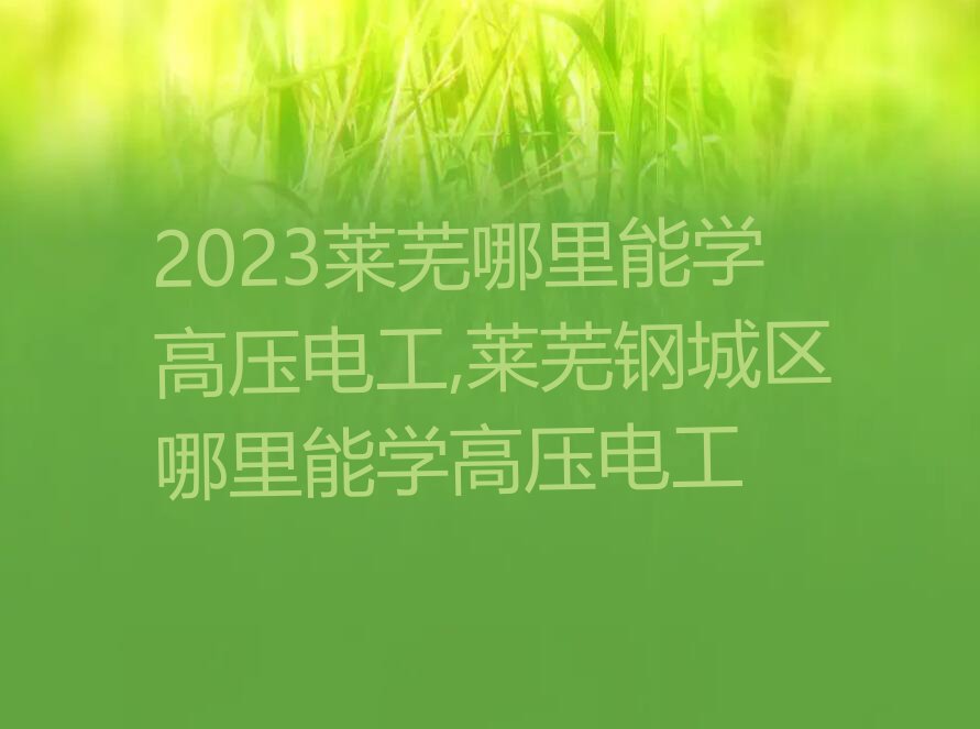 2023莱芜哪里能学高压电工,莱芜钢城区哪里能学高压电工