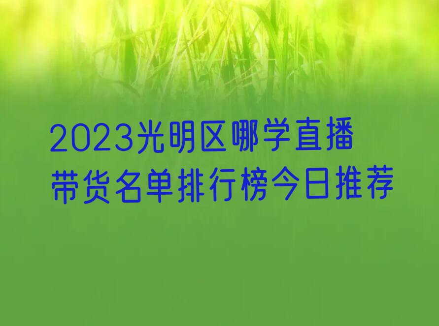 2023光明区哪学直播带货名单排行榜今日推荐