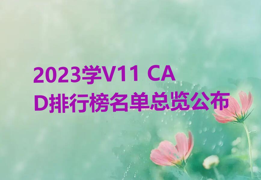 2023学V11 CAD排行榜名单总览公布