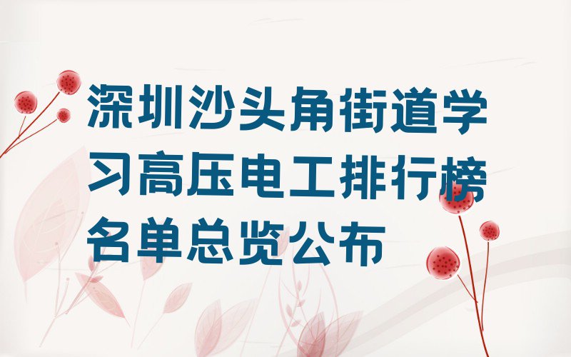 深圳沙头角街道学习高压电工排行榜名单总览公布