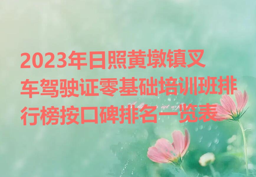 2023年日照黄墩镇叉车驾驶证零基础培训班排行榜按口碑排名一览表