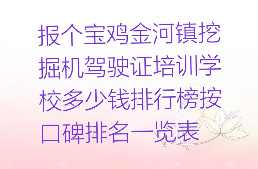 报个宝鸡金河镇挖掘机驾驶证培训学校多少钱排行榜按口碑排名一览表