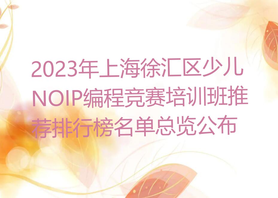 上海徐汇区少儿NOIP编程竞赛培训学校