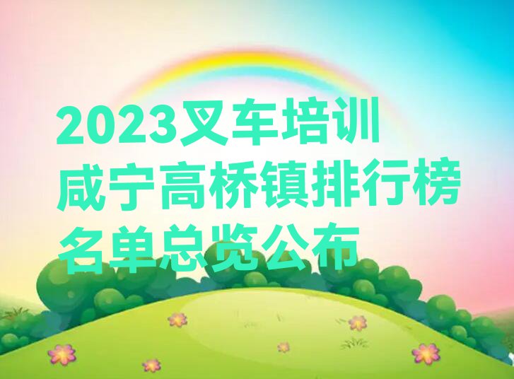 2023叉车培训咸宁高桥镇排行榜名单总览公布