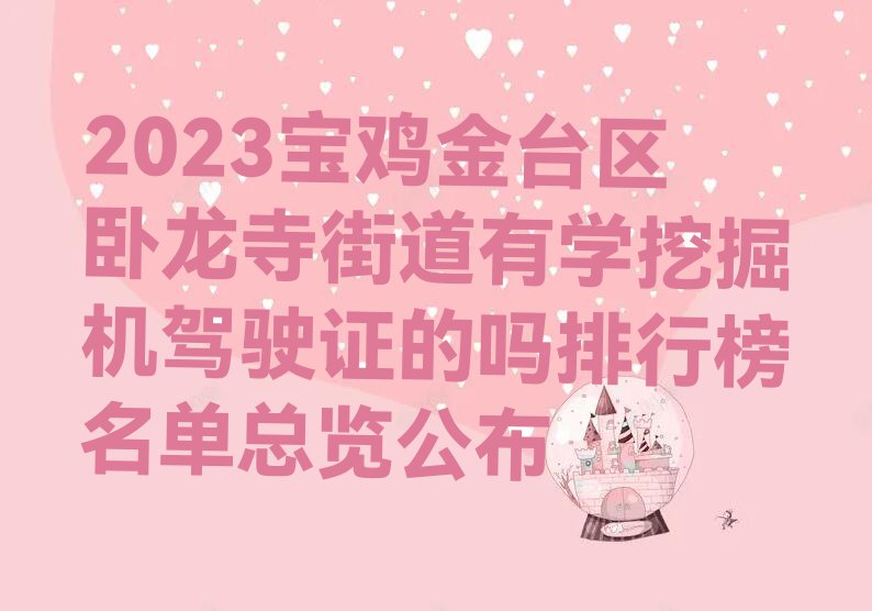 2023宝鸡金台区卧龙寺街道有学挖掘机驾驶证的吗排行榜名单总览公布