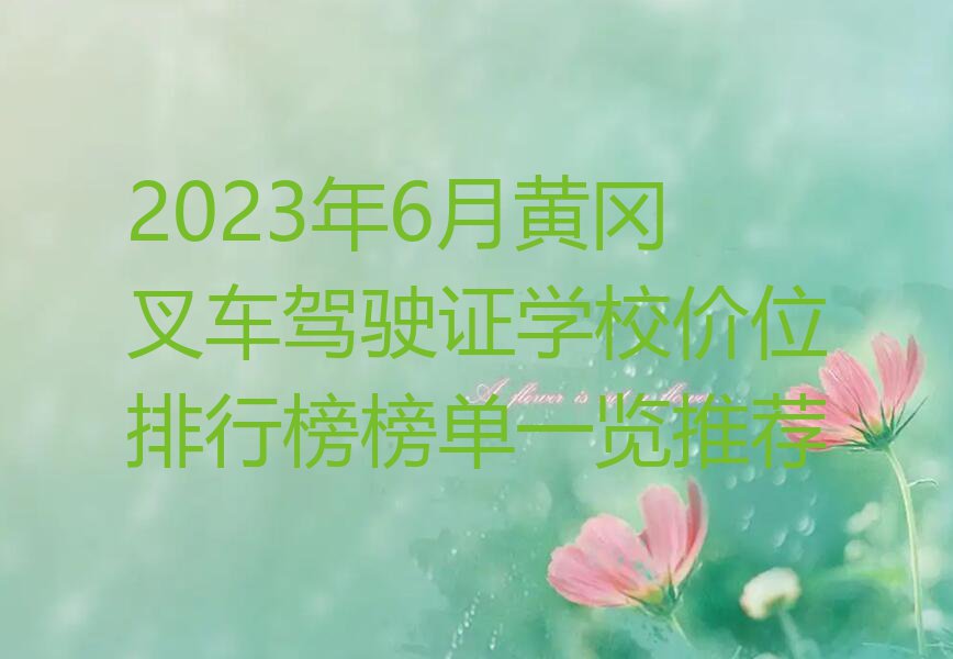 2023年6月黄冈叉车驾驶证学校价位排行榜榜单一览推荐