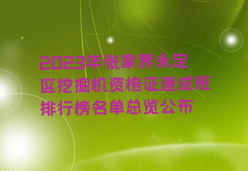 2023年张家界永定区挖掘机资格证速成班排行榜名单总览公布