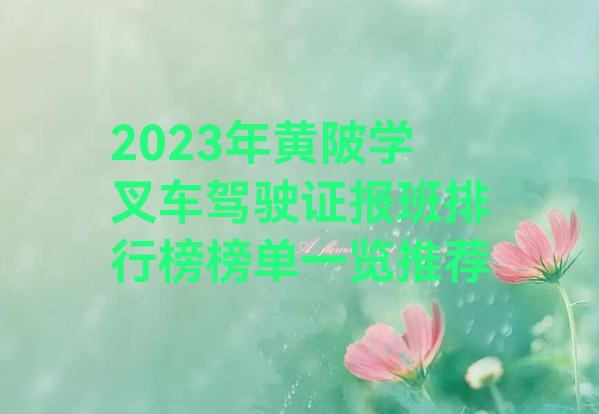 2023年黄陂学叉车驾驶证报班排行榜榜单一览推荐