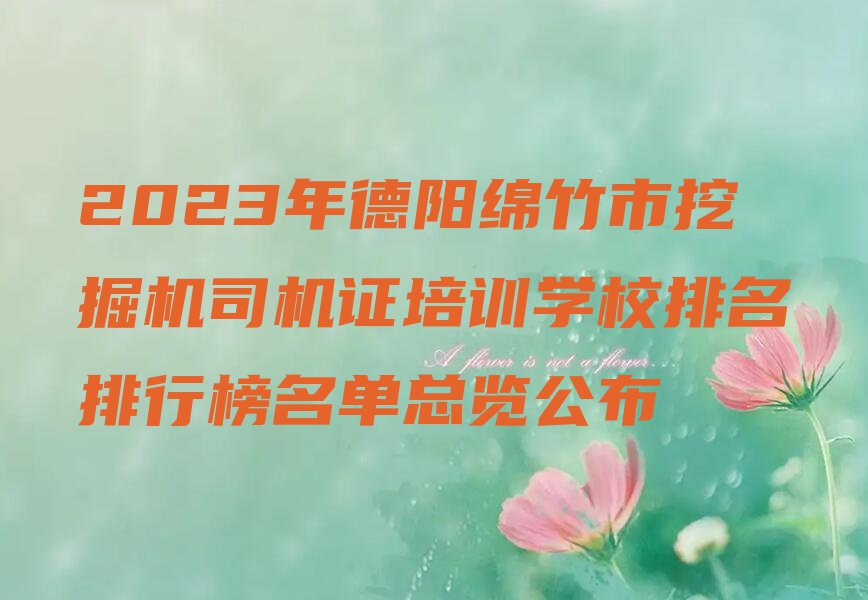 2023年德阳绵竹市挖掘机司机证培训学校排名排行榜名单总览公布