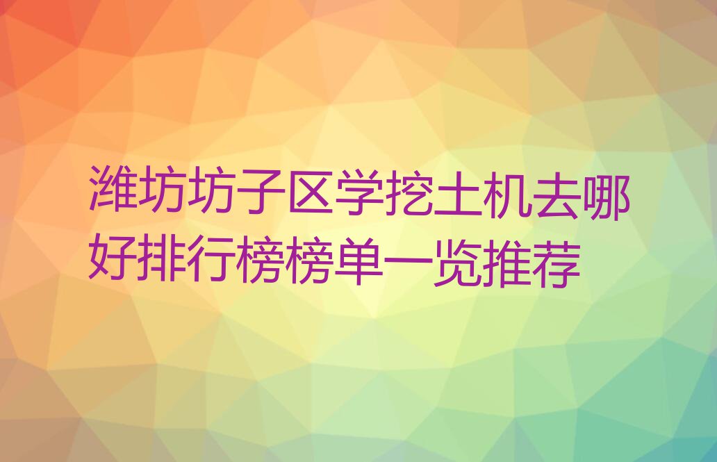 潍坊坊子区学挖土机去哪好排行榜榜单一览推荐