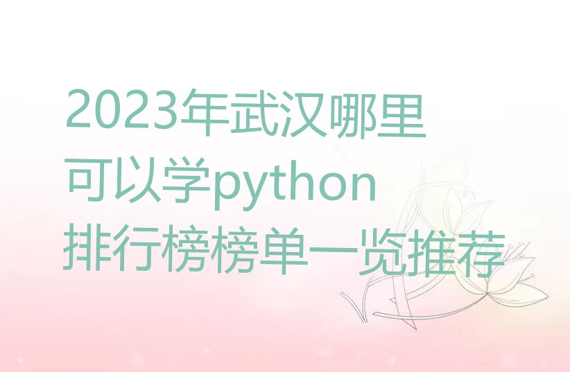 2023年武汉哪里可以学python排行榜榜单一览推荐