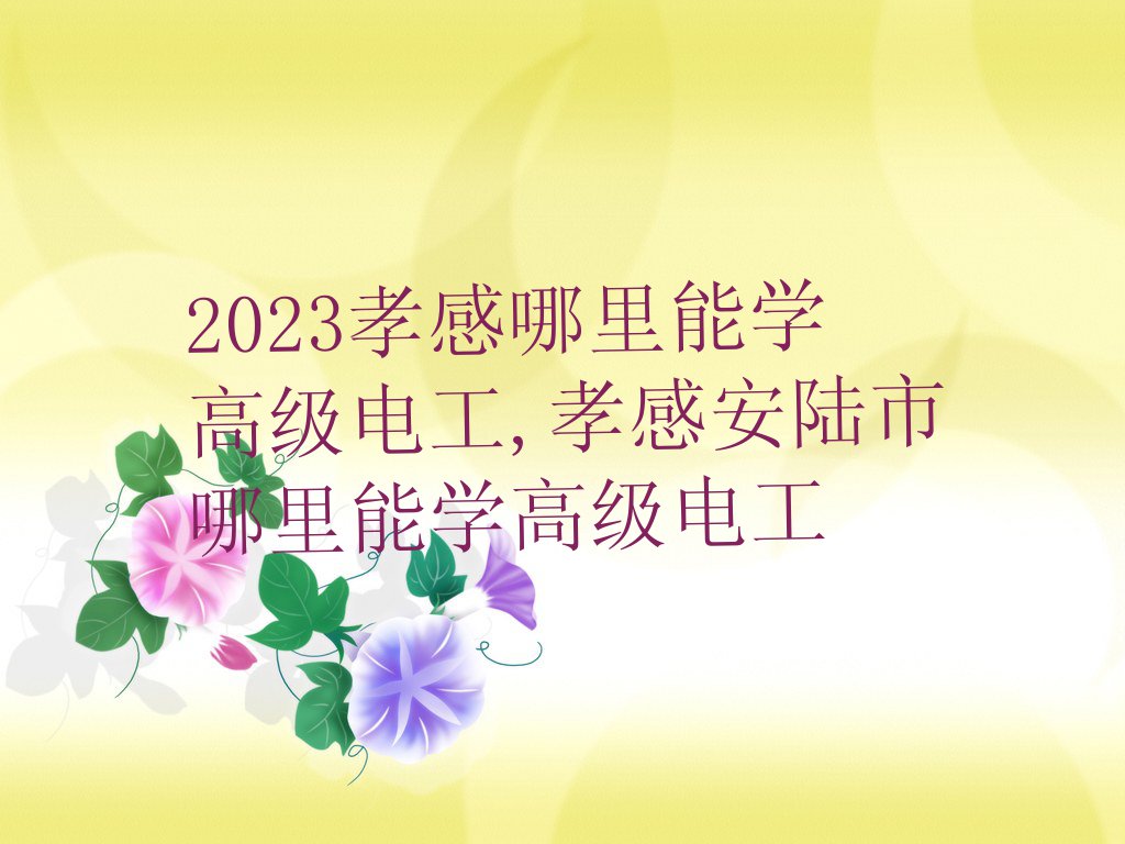 2023孝感哪里能学高级电工,孝感安陆市哪里能学高级电工