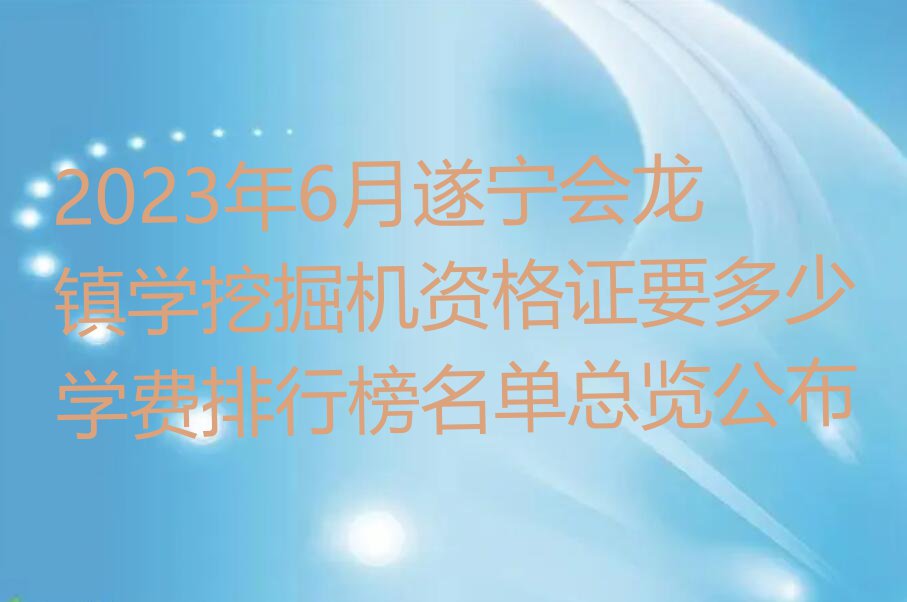 2023年6月遂宁会龙镇学挖掘机资格证要多少学费排行榜名单总览公布