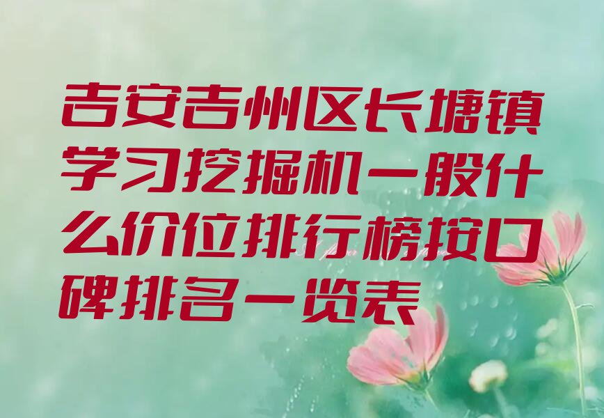 吉安吉州区长塘镇学习挖掘机一般什么价位排行榜按口碑排名一览表