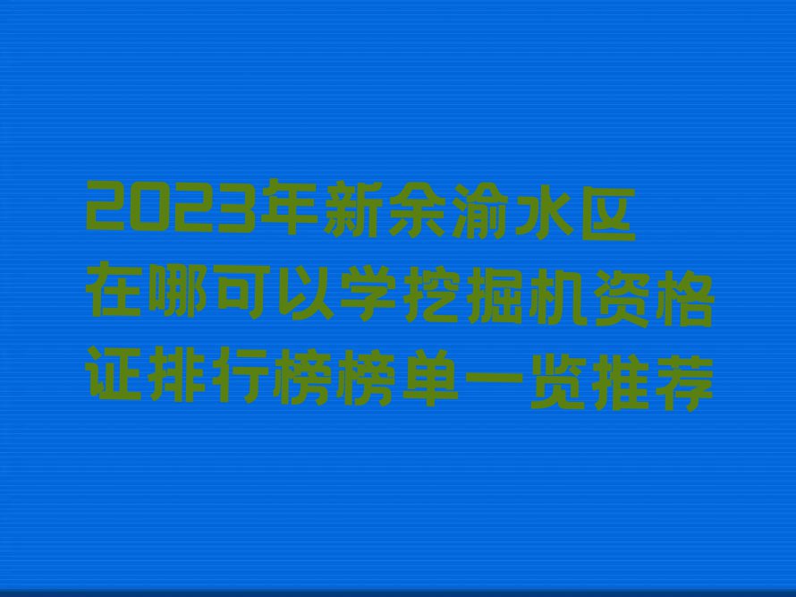 2023年新余渝水区在哪可以学挖掘机资格证排行榜榜单一览推荐