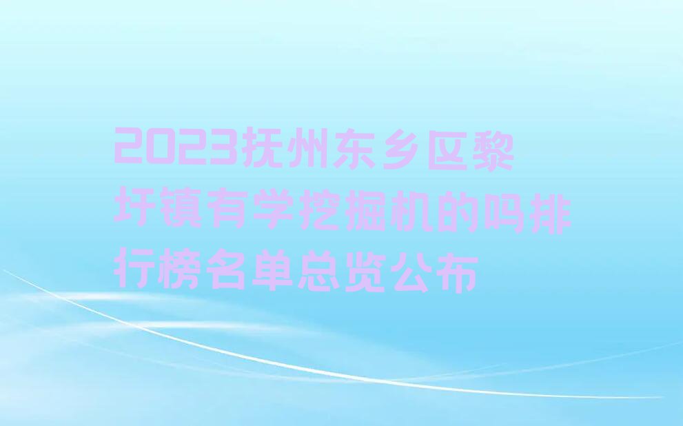 2023抚州东乡区黎圩镇有学挖掘机的吗排行榜名单总览公布