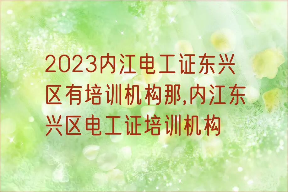 2023内江电工证东兴区有培训机构那,内江东兴区电工证培训机构