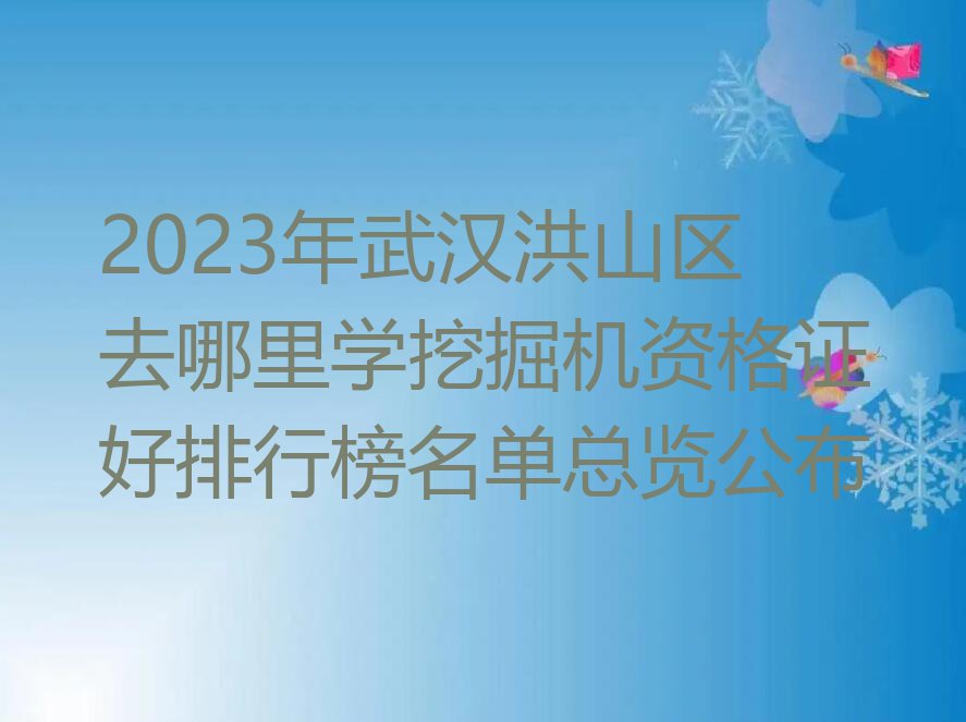 2023年武汉洪山区去哪里学挖掘机资格证好排行榜名单总览公布