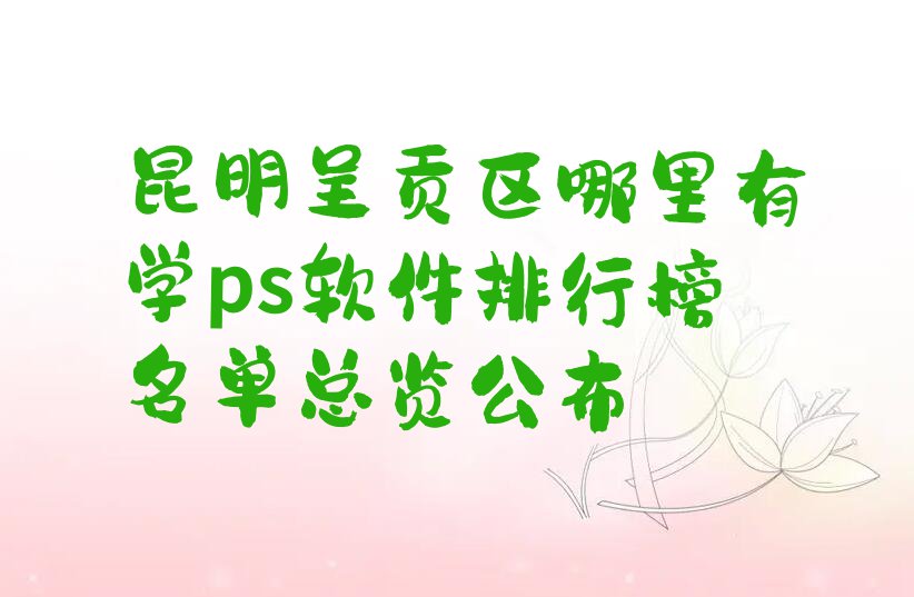 昆明呈贡区哪里有学ps软件排行榜名单总览公布