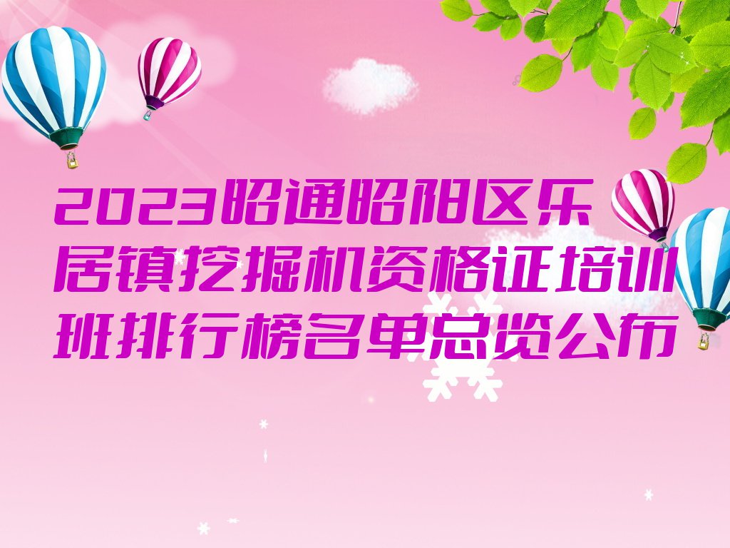 2023昭通昭阳区乐居镇挖掘机资格证培训班排行榜名单总览公布