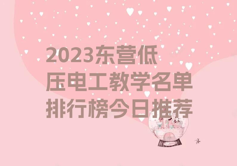 2023东营低压电工教学名单排行榜今日推荐