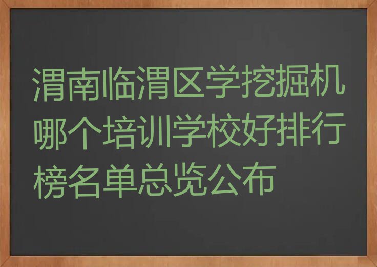 渭南临渭区学挖掘机哪个培训学校好排行榜名单总览公布