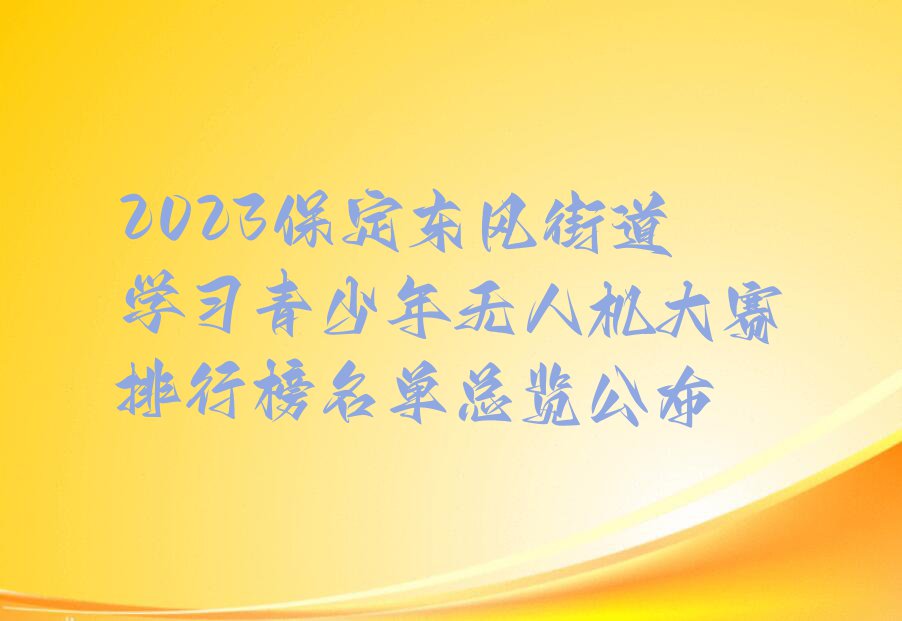 2023保定东风街道学习青少年无人机大赛排行榜名单总览公布