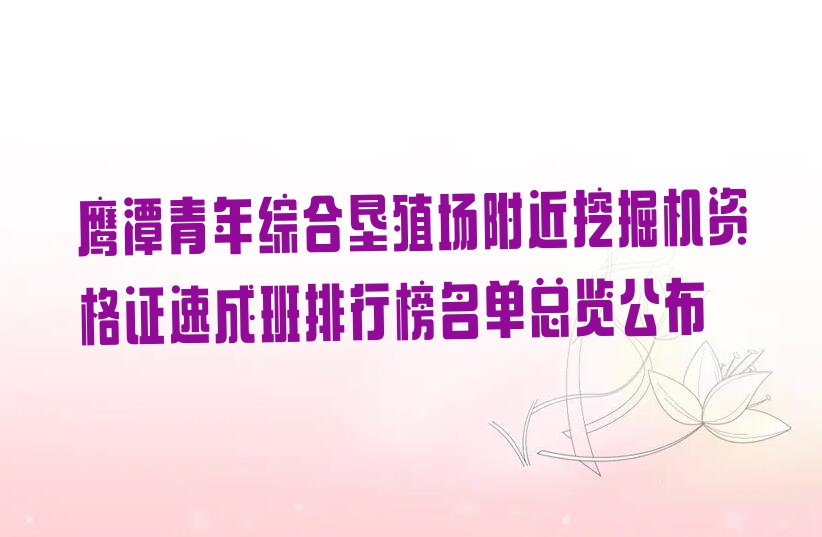 鹰潭青年综合垦殖场附近挖掘机资格证速成班排行榜名单总览公布