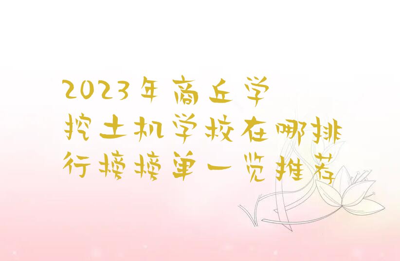 2023年商丘学挖土机学校在哪排行榜榜单一览推荐