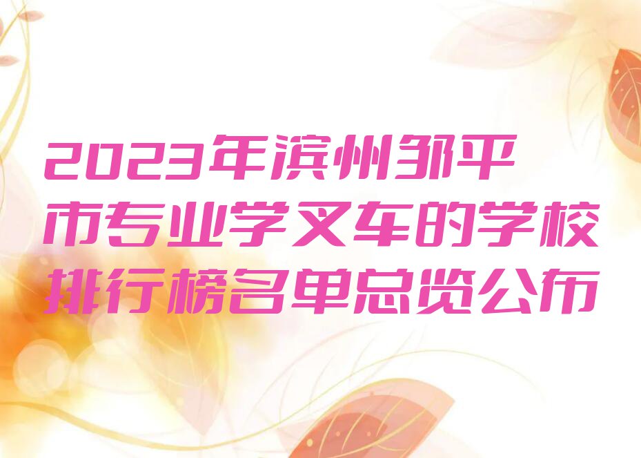 2023年滨州邹平市专业学叉车的学校排行榜名单总览公布