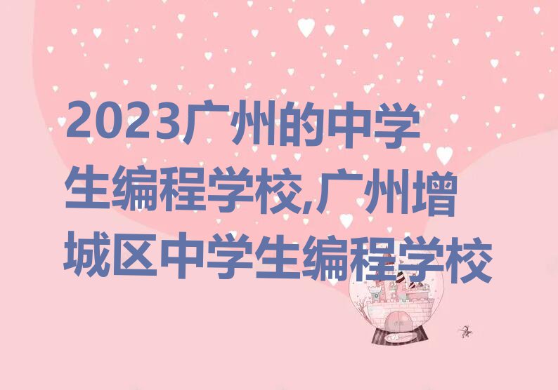 2023广州的中学生编程学校,广州增城区中学生编程学校