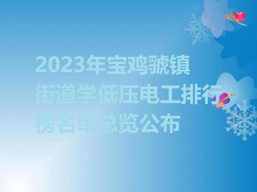 2023年宝鸡虢镇街道学低压电工排行榜名单总览公布