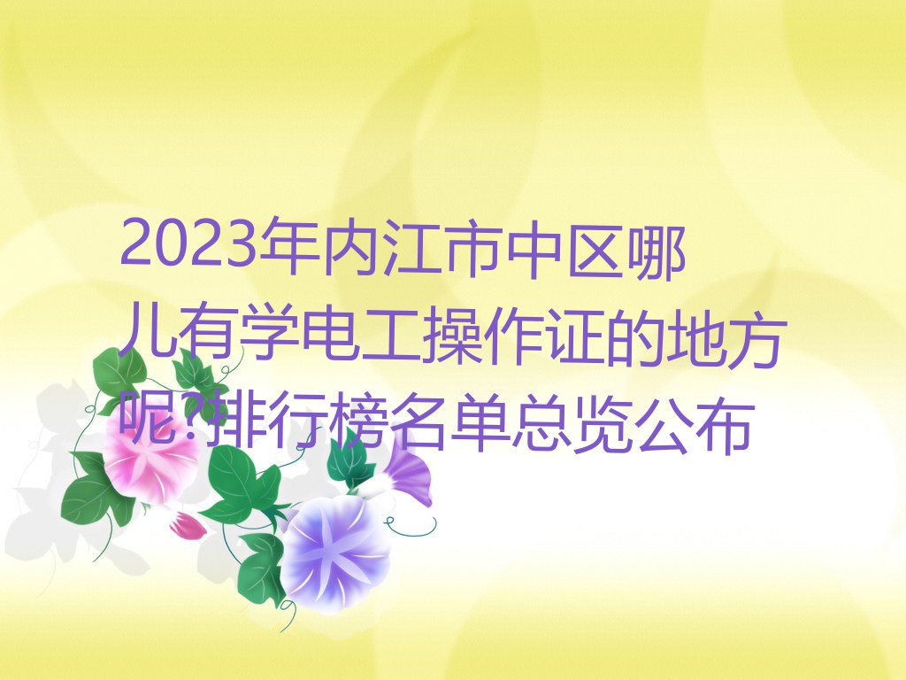 2023年内江市中区哪儿有学电工操作证的地方呢?排行榜名单总览公布