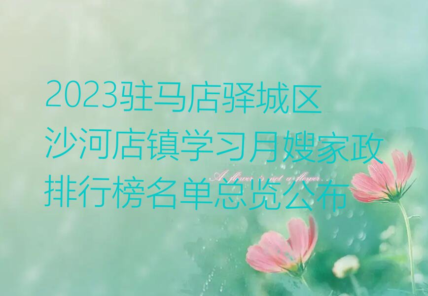 2023驻马店驿城区沙河店镇学习月嫂家政排行榜名单总览公布