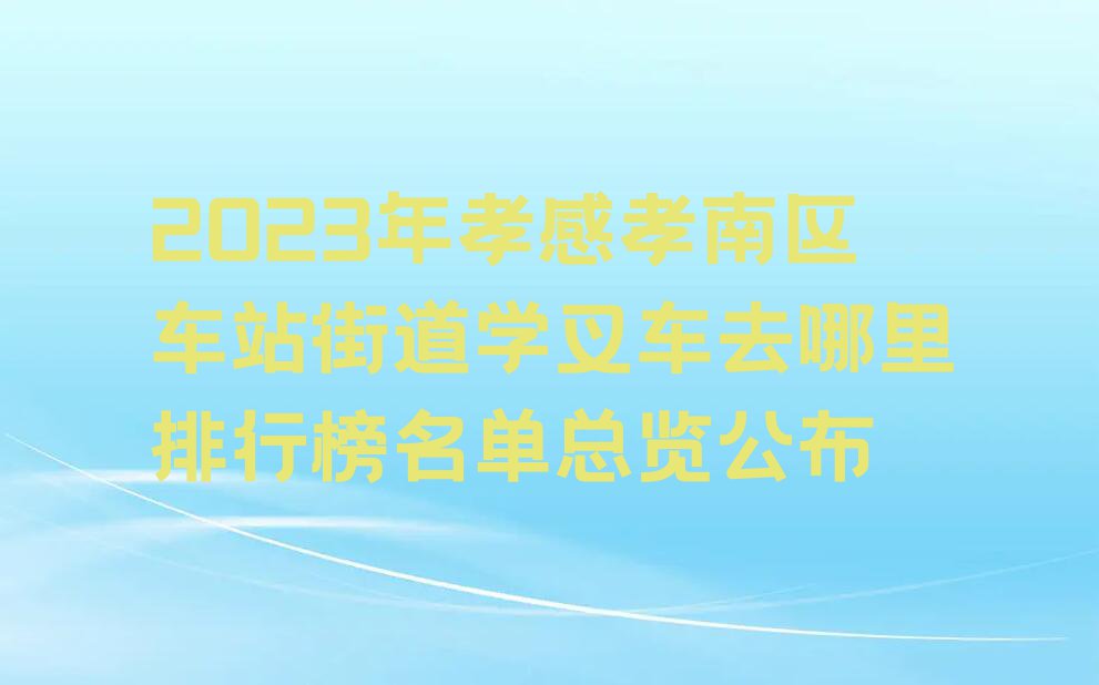 2023年孝感孝南区车站街道学叉车去哪里排行榜名单总览公布