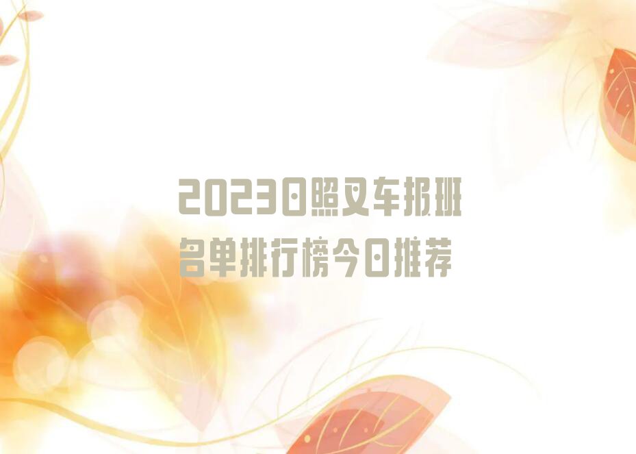 2023日照叉车报班名单排行榜今日推荐