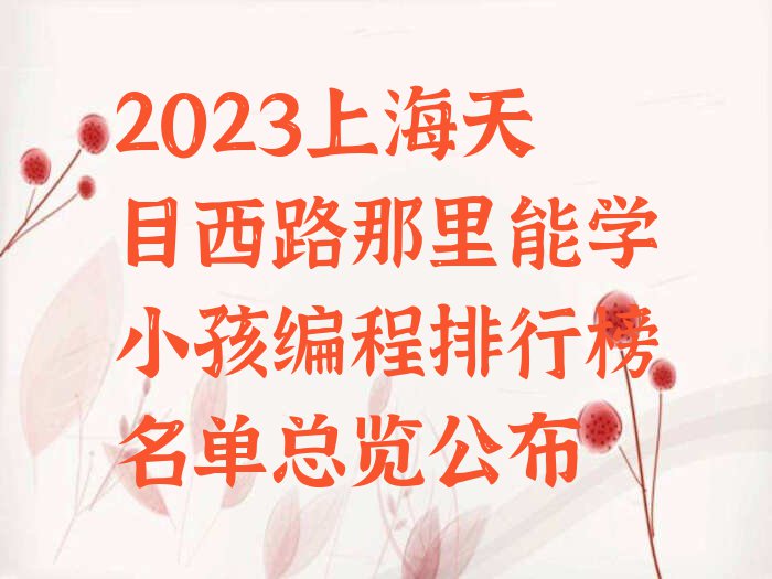 2023上海天目西路那里能学小孩编程排行榜名单总览公布