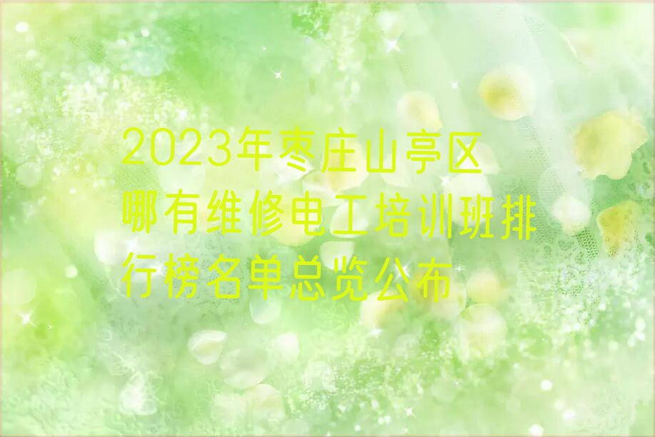 2023年枣庄山亭区哪有维修电工培训班排行榜名单总览公布