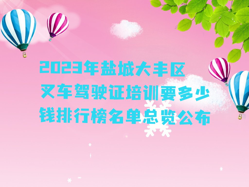 2023年盐城大丰区叉车驾驶证培训要多少钱排行榜名单总览公布