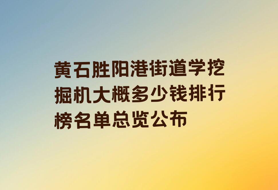 黄石胜阳港街道学挖掘机大概多少钱排行榜名单总览公布