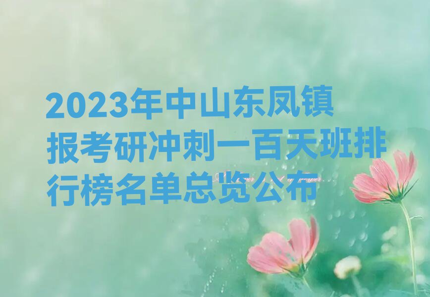 2023年中山东凤镇报考研冲刺一百天班排行榜名单总览公布